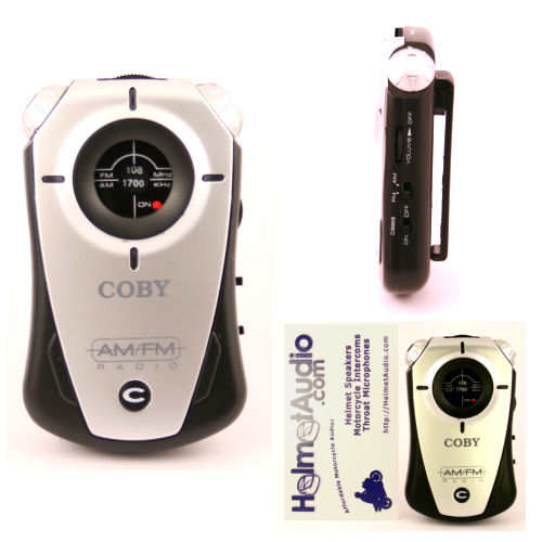 This mini radio is a perfect match for a set of helmet speakers. Its height and length are smaller than a business card and it's less than an inch thick. Powerful enough to provide enough volume for two sets of speakers at a time!
